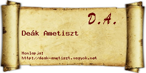 Deák Ametiszt névjegykártya